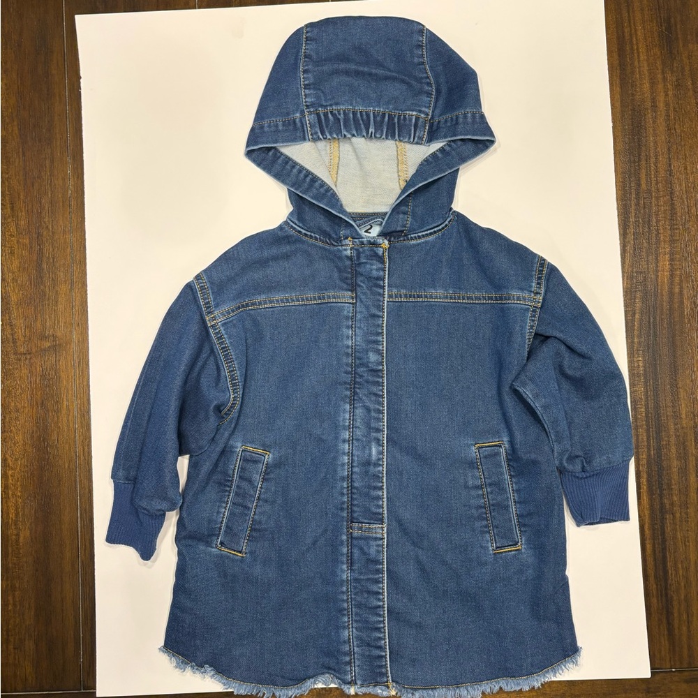 STEM DENIM JEANS JACKET HOODED GIRL SIZE 2